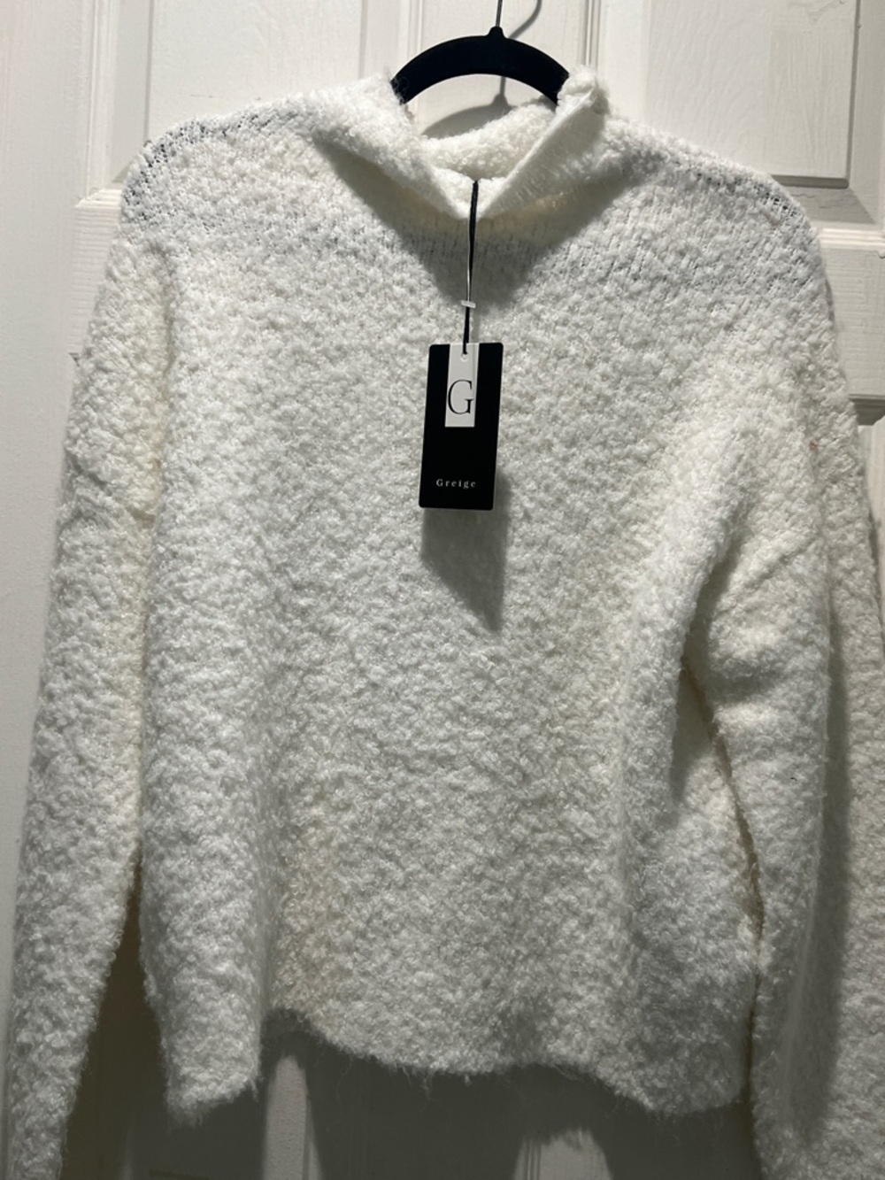 Greige Women's Cream Bouclé Cowl Sweater